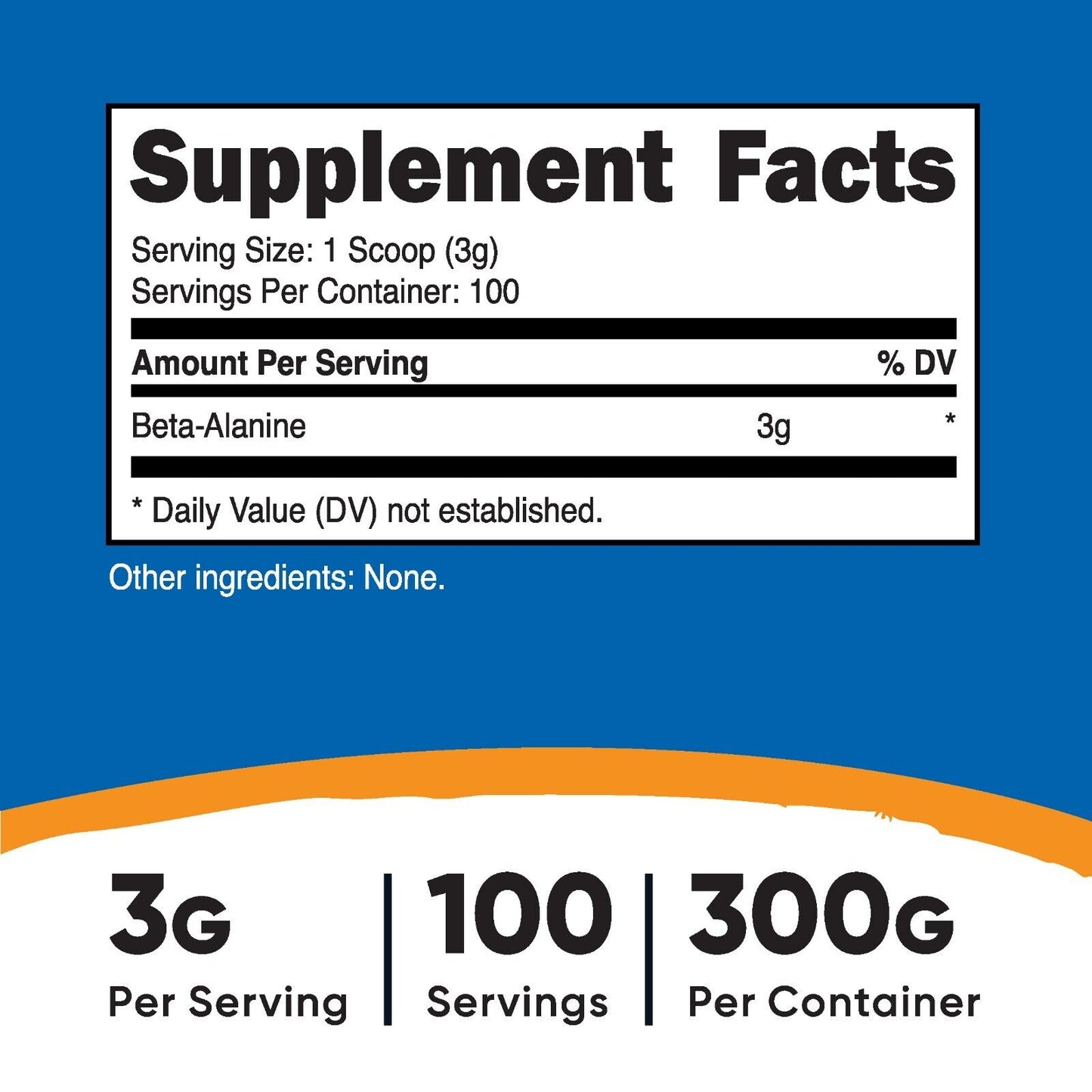 Nutricost Beta-Alanine 300g – Pure, Unflavored, 100 Doses