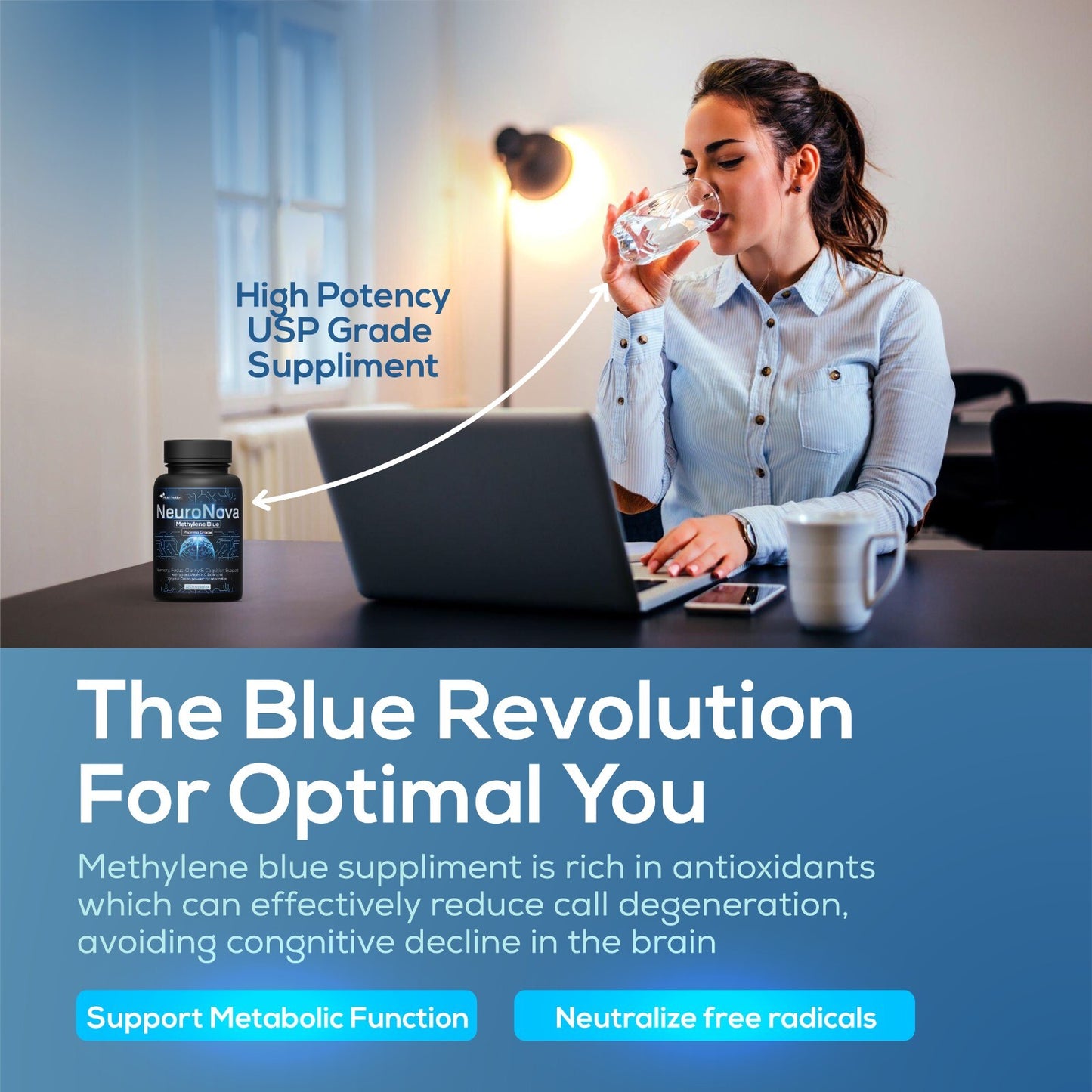 Methylene Blue Capsules – Cognitive & Memory Support – 120ct