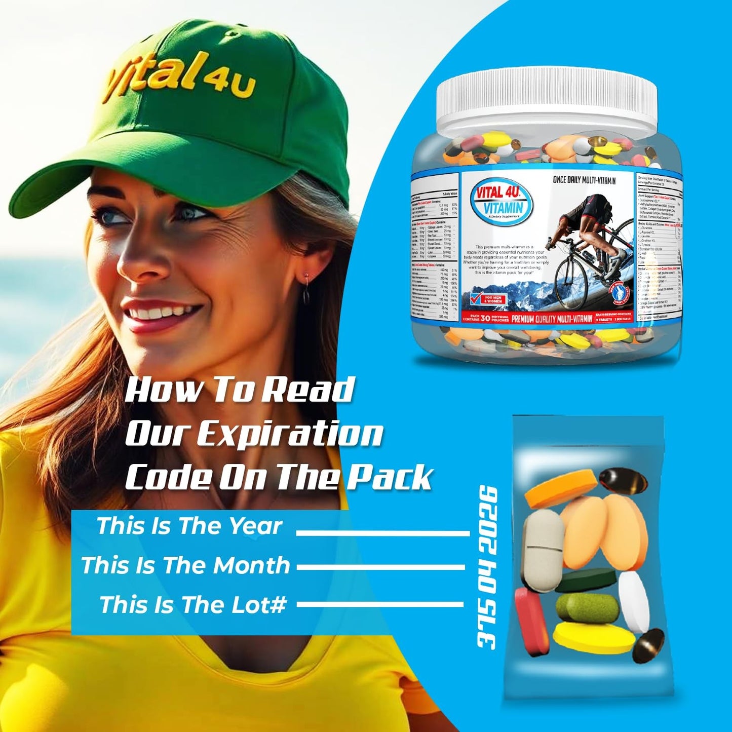 Vital 4U Premium Multivitamin – 30 Individual Packets (9 Tablets + 2 Softgels)