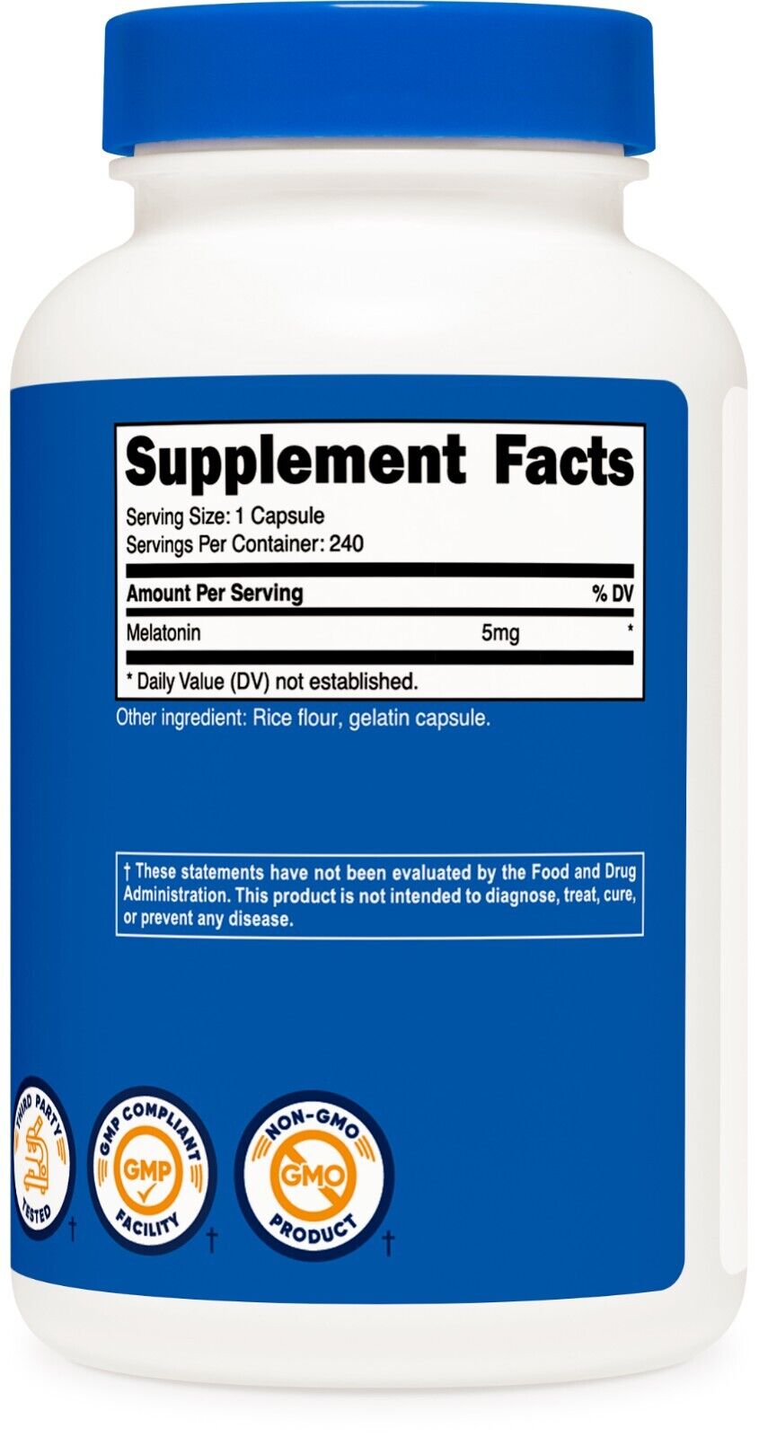 Melatonina 5mg Nutricost | 240 Cápsulas | Não-OGM, Sem Glúten