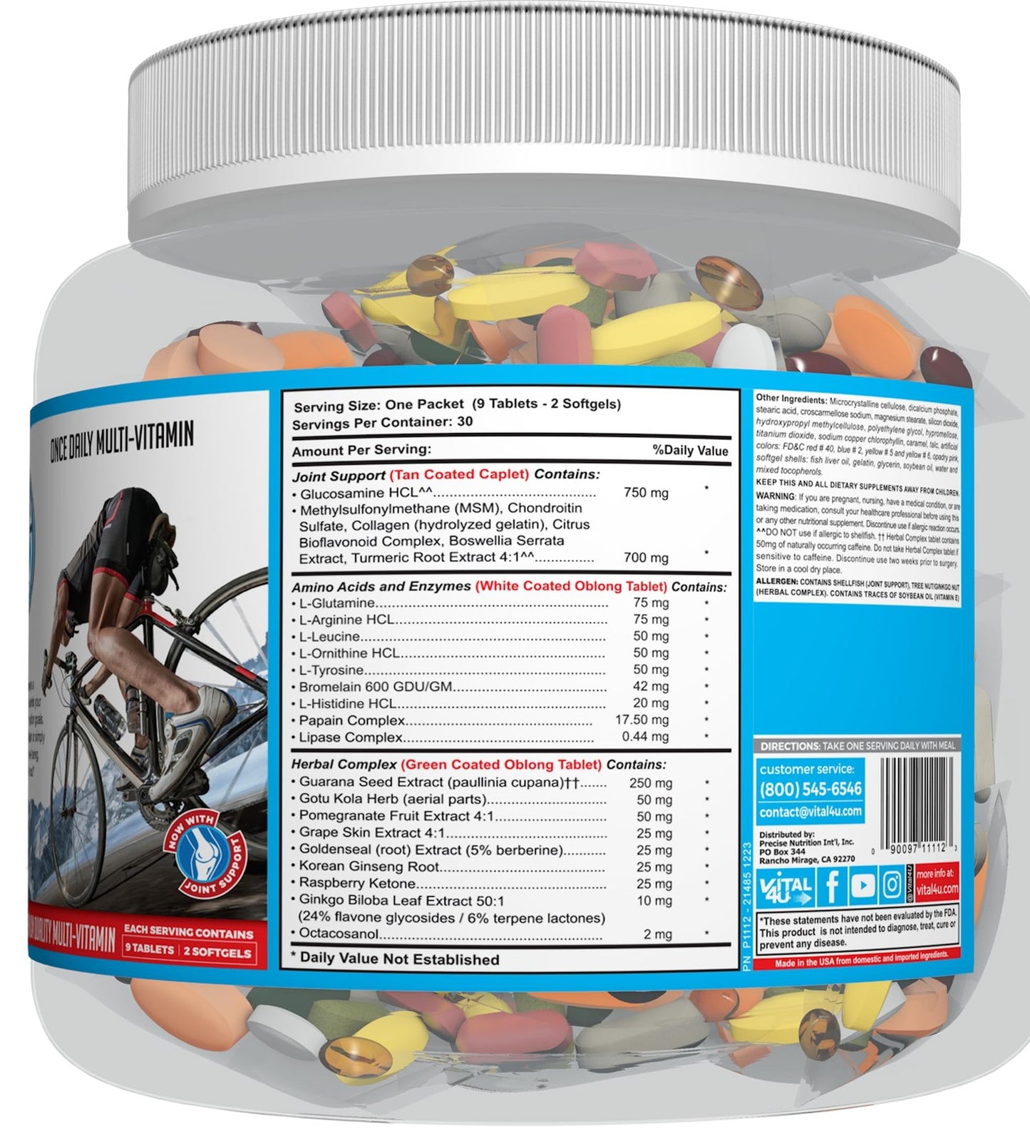 Vital 4U Premium Multivitamin – 30 Individual Packets (9 Tablets + 2 Softgels)
