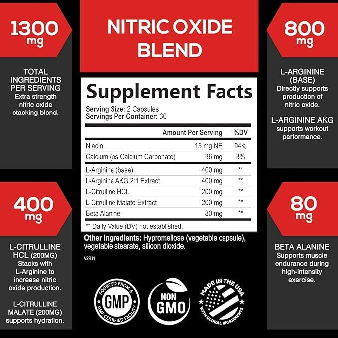Nitric Oxide Premium 1300mg Supplement – SilverOnyx | Advanced Workout Performance