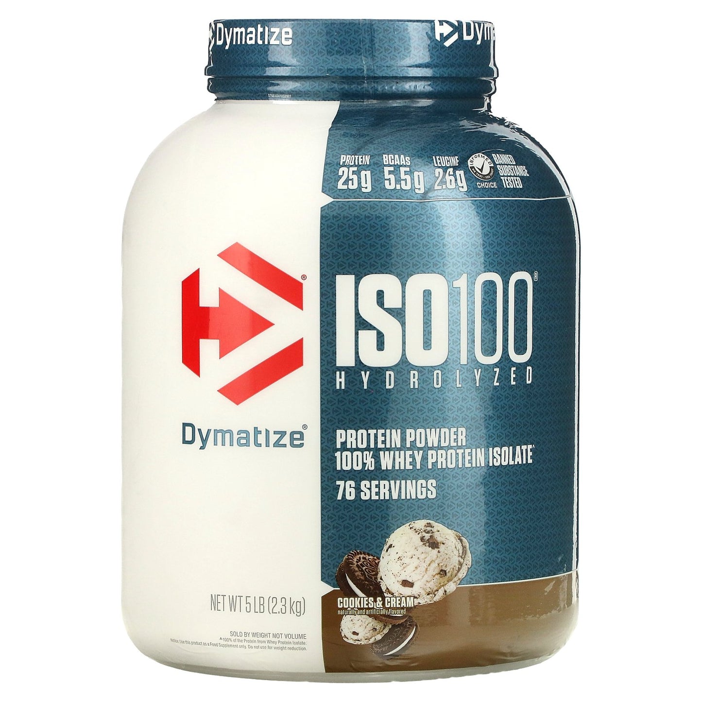 Dymatize ISO100® Hydrolyzed 100% Whey Isolate – Cookies & Cream | 25 g Protein, 5 lb