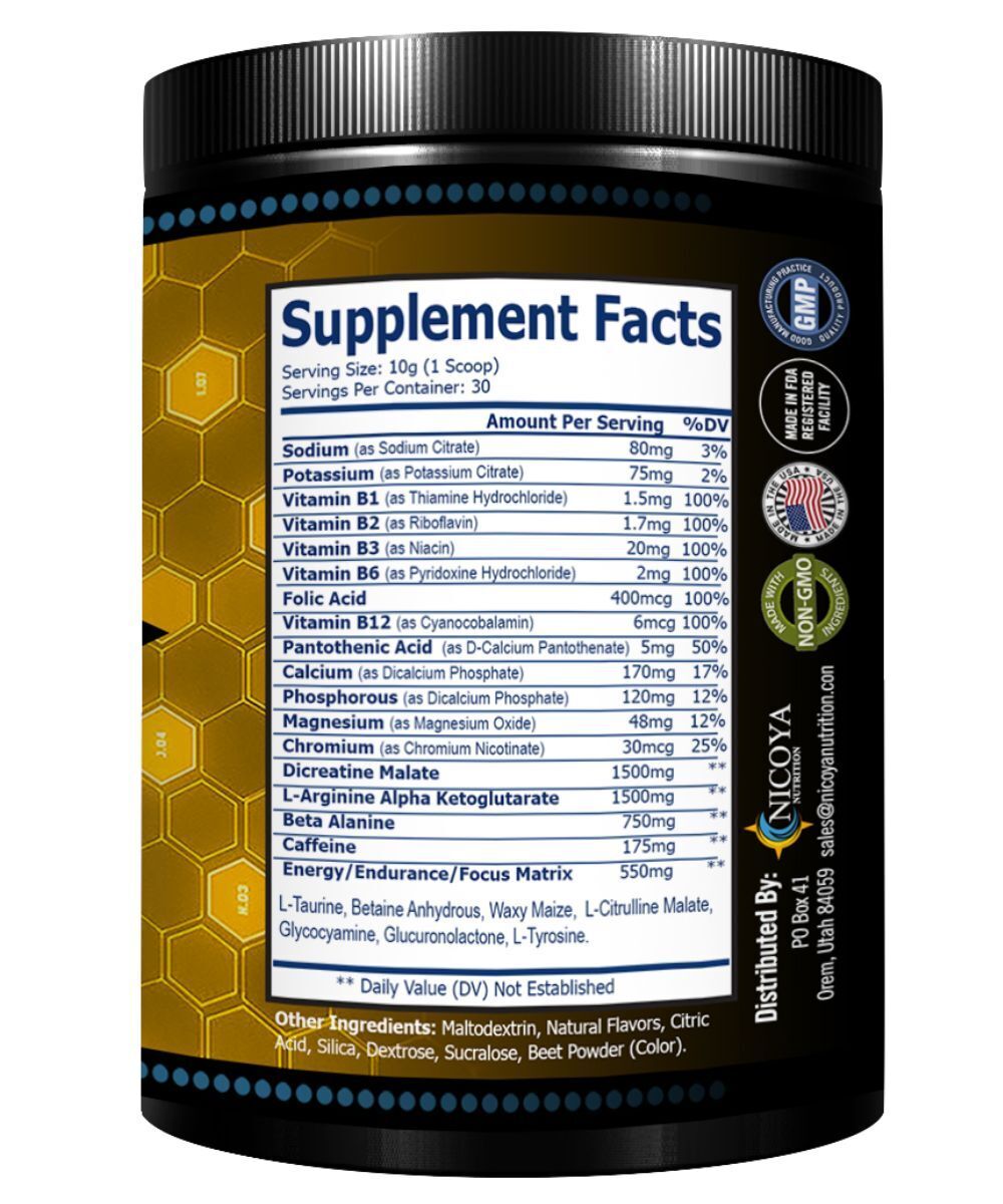 Pré-Treino Nitric Oxide 3000mg+ – Força, Foco e Energia Explosiva | Pó | 3 Sabores