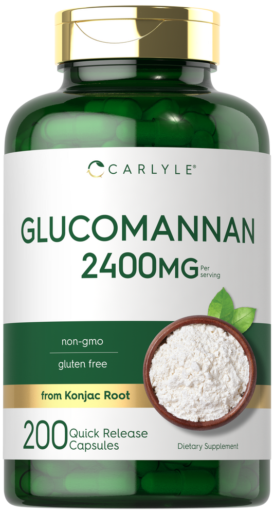 Suplemento de Glucomanano 2400mg | 200 Cápsulas | Konjac Puro | Livre de OGM