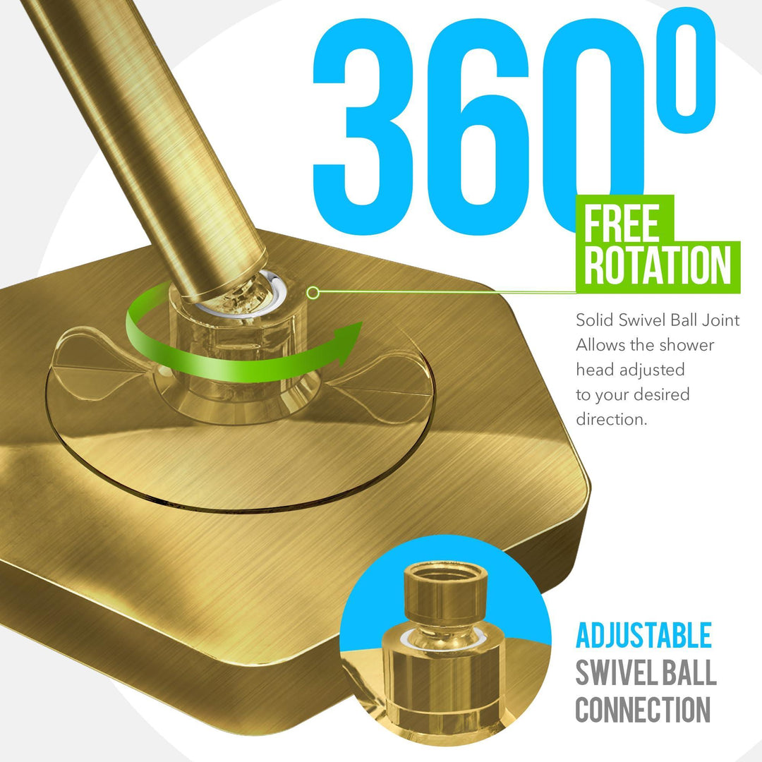 Luxury Filtered Shower Head   High Pressure Rain Showerhead with Filter for Chlorine Rust Sediments   Water Filter Shower Head with Vitamin C E A   SPA Effect (Patent Pending) (Golden)