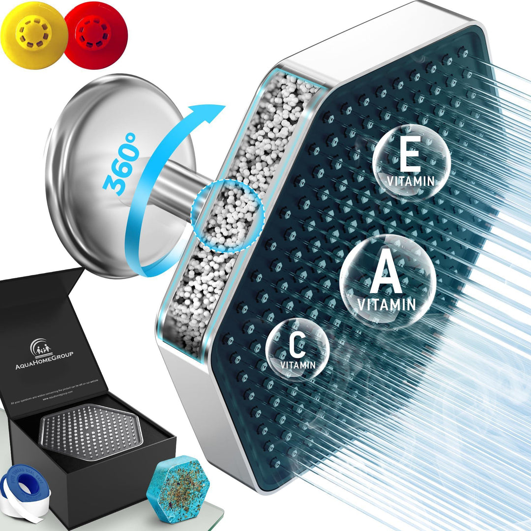 Luxury Filtered Shower Head   High Pressure Rain Showerhead with Filter for Chlorine Rust Sediments   Water Filter Shower Head with Vitamin C E A   SPA Effect (Patent Pending)