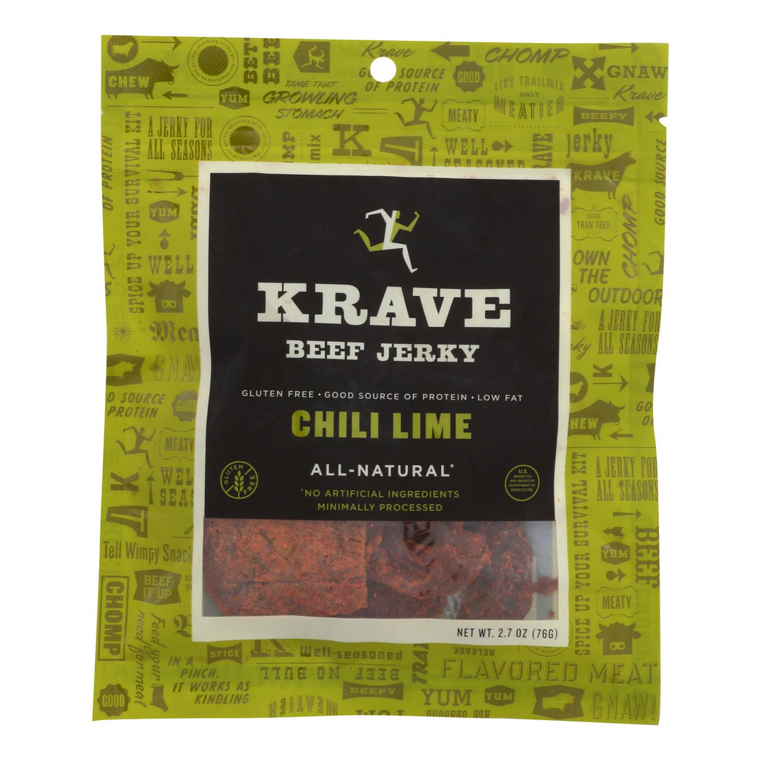 Krave Beef Jerky - Chili Lime - Case Of 8 - 2.7 Oz