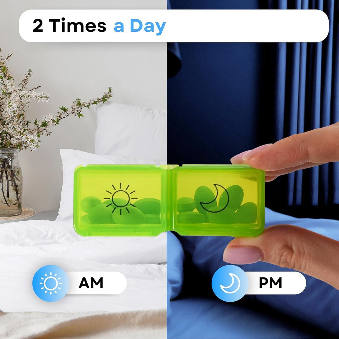 Weekly Pill Organizer 2 Times a Day   Pill Box 7 Day Am Pm   Travel Medicine Organizer Twice Daily Vitamin Holder Portable Supplement Case Week Morning Night Med Dispenser Detachable Container