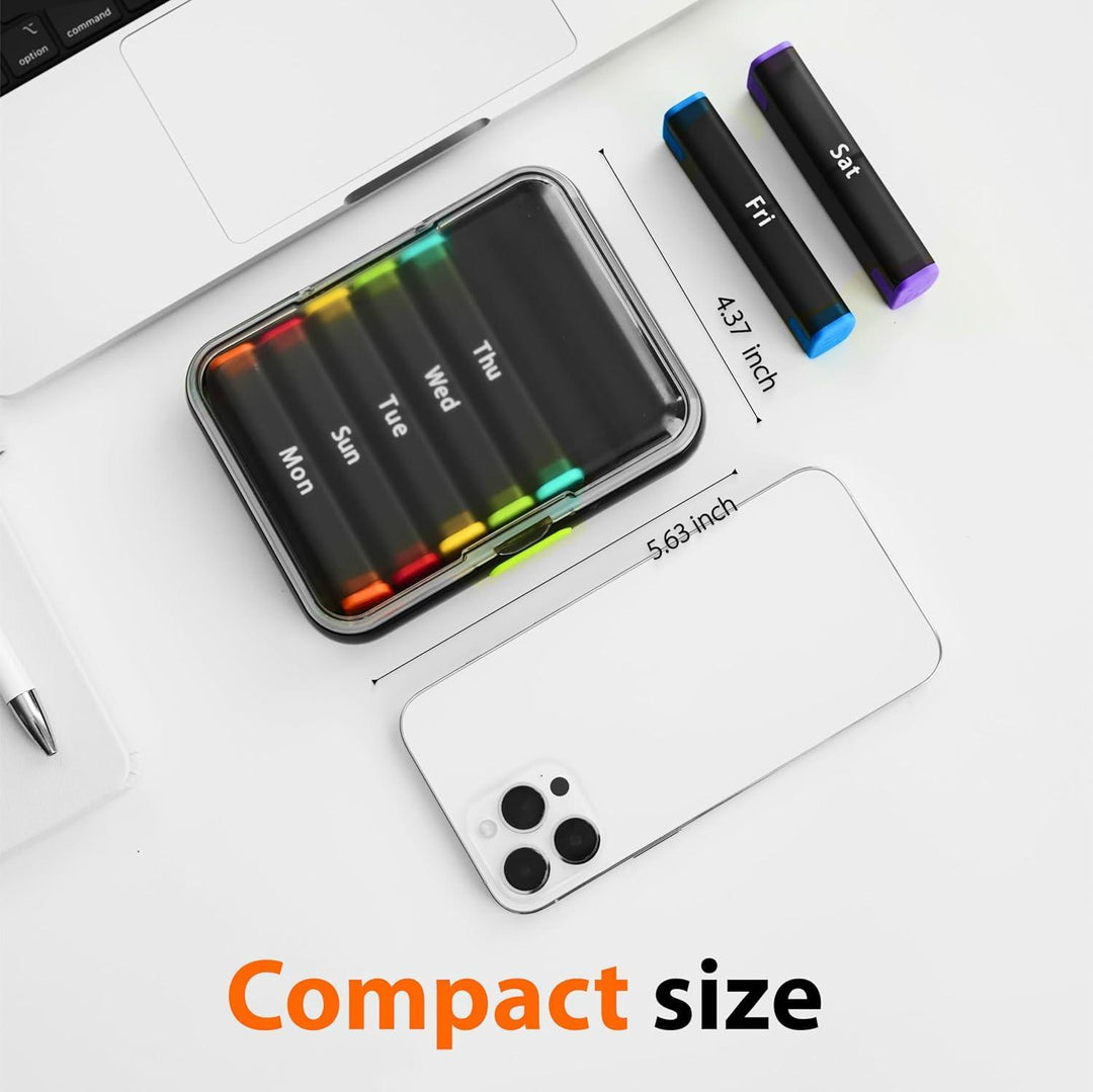 Weekly Pill Organizer 2 Times a Day   Pill Box 7 Day Am Pm   Travel Medicine Organizer Twice Daily Vitamin Holder Portable Supplement Case Week Morning Night Med Dispenser Detachable Container