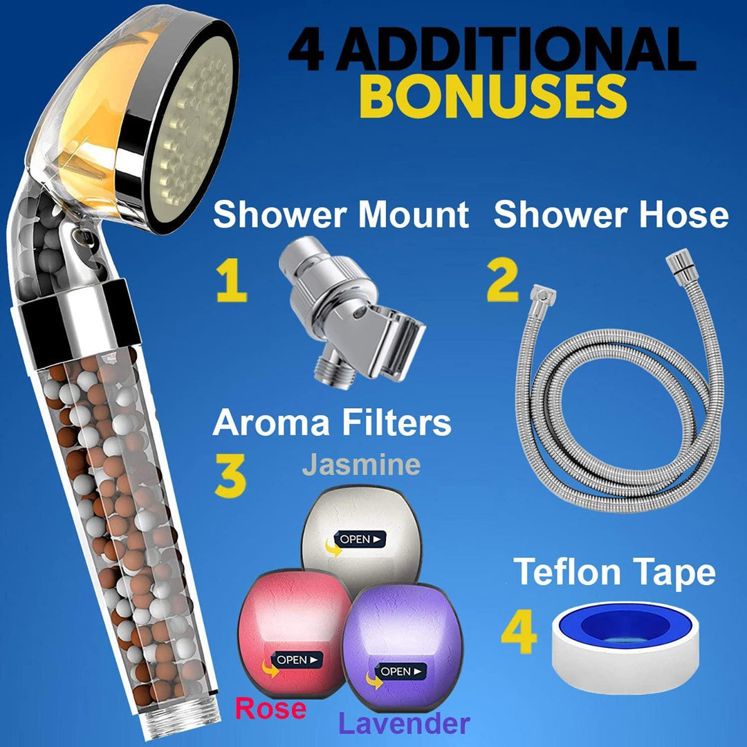 PureAction Vitamin C Shower Head Filter with Hose & Replacement Filters  Hard Water Softener  Chlorine & Fluoride Filter  Water Purifying Filtered Showerhead with Beads  Helps Dry Skin & Hair Loss