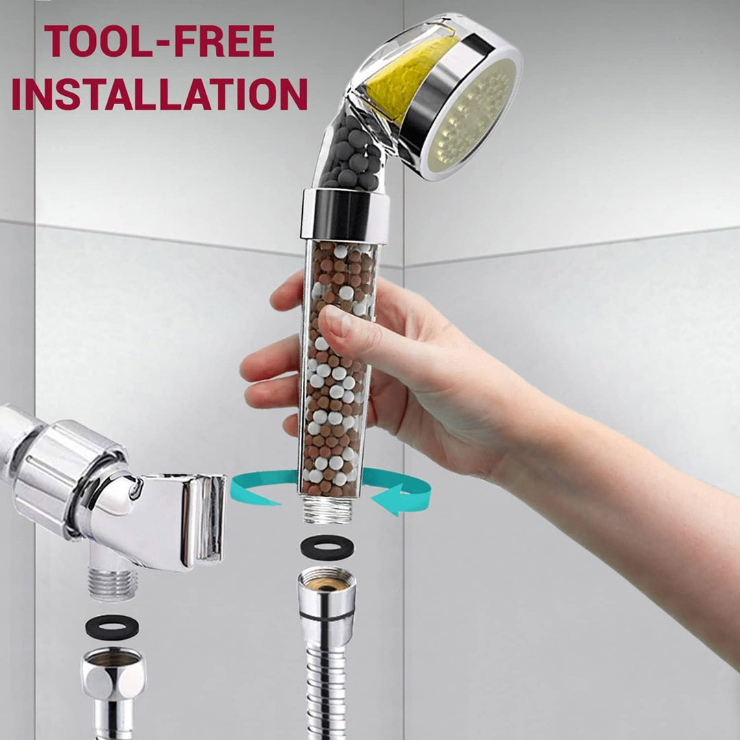 PureAction Vitamin C Shower Head Filter with Hose & Replacement Filters  Hard Water Softener  Chlorine & Fluoride Filter  Water Purifying Filtered Showerhead with Beads  Helps Dry Skin & Hair Loss