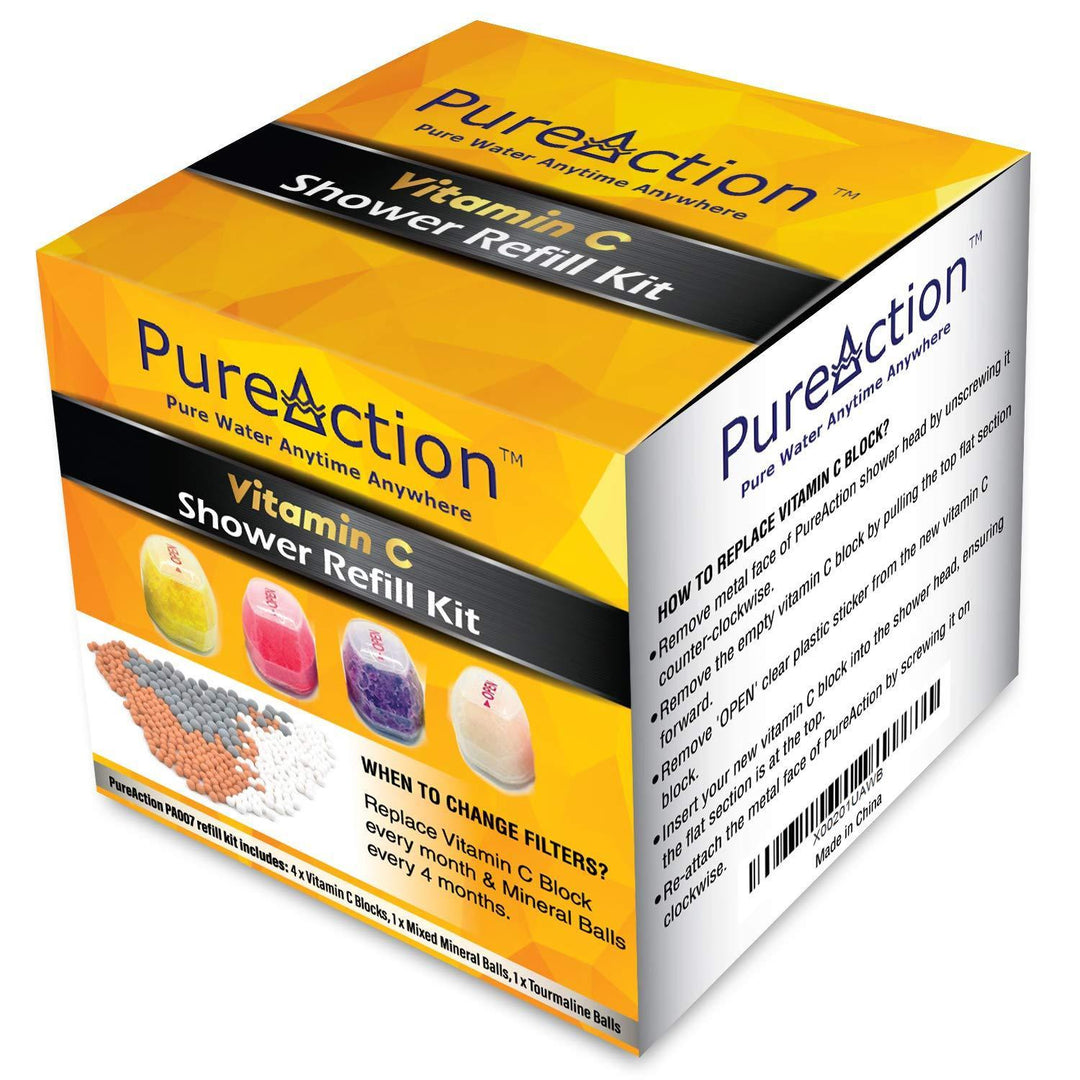 PureAction Replacement Filters Set for use with Vitamin C Filter Shower Head SH158  Removes Chlorine Chloramine & Fluoride  Increases pH Softens Hard Water