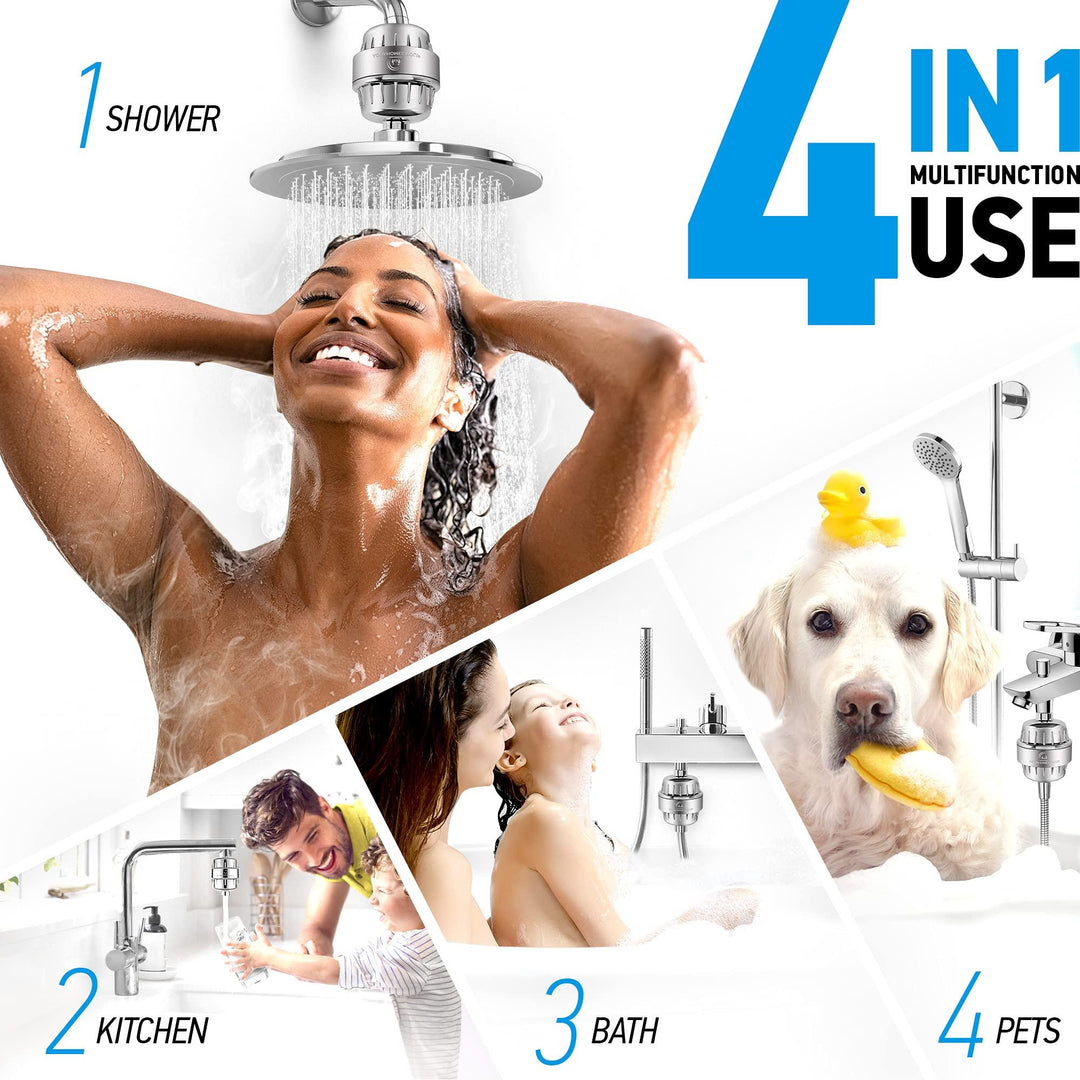 Shower Head Filter for Hard Water   20 Stage  5 Replacement Cartridges   High Output Water Softener to Remove Chlorine and Fluoride   Soft Water Filtered with Vitamin A С E  Purifying Softening Aqua