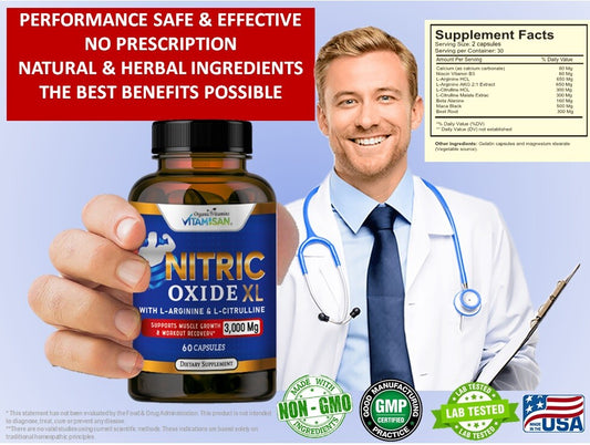Vasodilatação Máxima com L-Arginina + L-Citrulina | 3000mg | 120 Cápsulas | Energia e Performance