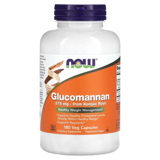 Now Foods Glucomannan – 180 Capsules of 575 mg | Natural Supplement with GMP Guarantee