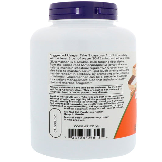 Now Foods Glucomannan – 180 Capsules of 575 mg | Natural Supplement with GMP Guarantee