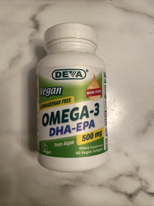 Deva DHA EPA 500mg Vegano – 60 Softgels – Ômega 3 Puro – Potência Elevada
