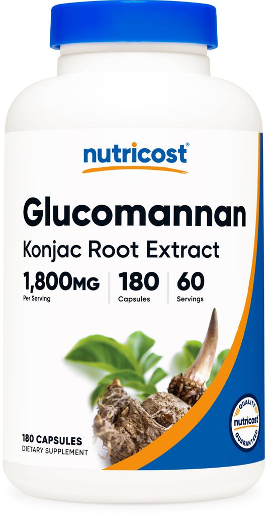 Nutricost Glucomannan 1800mg – 180 Cápsulas | Suplemento Natural para Perda de Peso