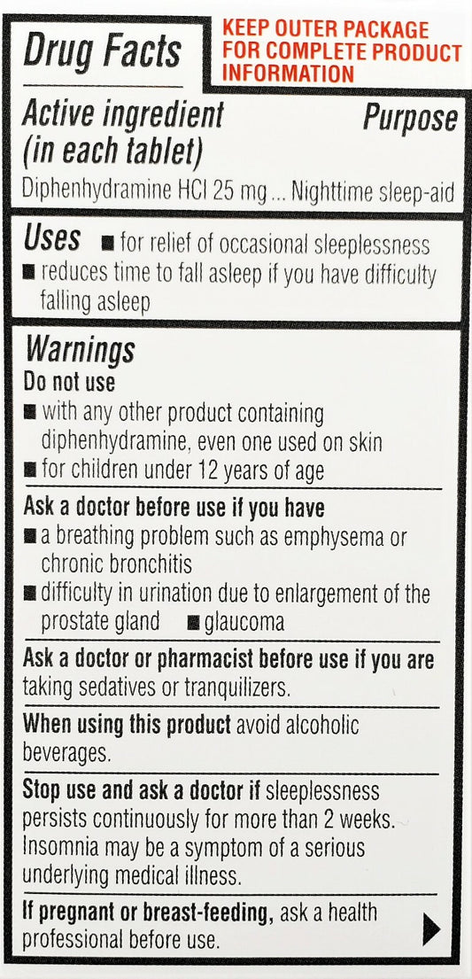 Major Sleep Tabs Sleep Aid difenidramina 25mg 50 comprimidos - Pacote com 3 -Exp 07-2027-
