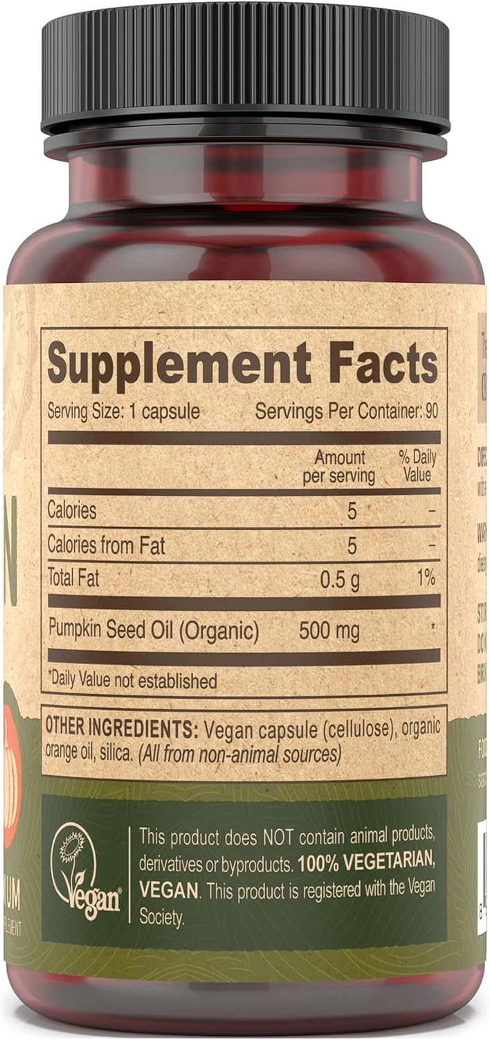 Deva Pumpkin Seed Oil Vegano Orgânico – 90 Cápsulas – Validade 03/2027