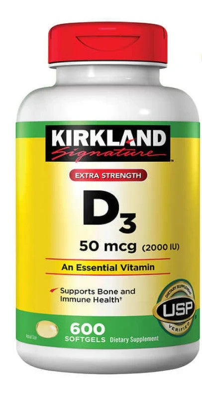 Vitamina D3 2000 UI Kirkland – Extra Strength – 600 Softgels