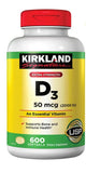 Vitamina D3 2000 UI Kirkland – Extra Strength – 600 Softgels