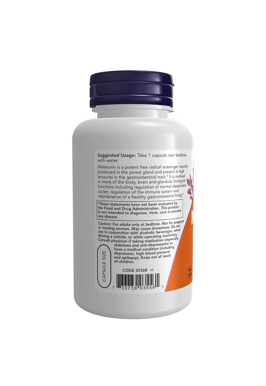 Melatonina NOW 5mg – Fórmula Natural para Dormir Melhor | 180 Cápsulas Veganas