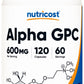 Nutricost Alpha GPC – Clareza Mental e Foco 600mg 120 Cápsulas