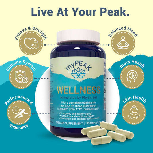 Multivitamínico Vegano myPEAK Wellness + ElevATP® | Saúde Celular e Longevidade