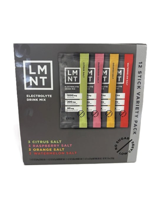 LMNT Pacote de Variedade – 12 Sticks de Eletrólitos – Sem Açúcar