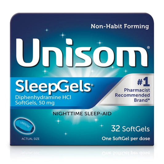 Unisom SleepGels – Auxílio para Sono com 50mg Difenidramina | 32 Cápsulas