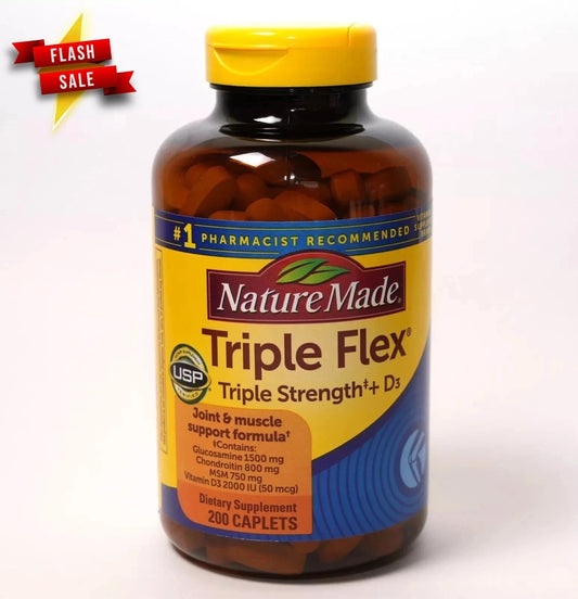 Nature Made Triple Flex Triple Strength com Vitamina D3 – 200 Cápsulas
