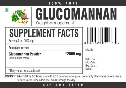 Glucomanano Konjac 2000mg – Fibra Natural em Pó | Supressor de Apetite e Auxílio na Perda de Peso