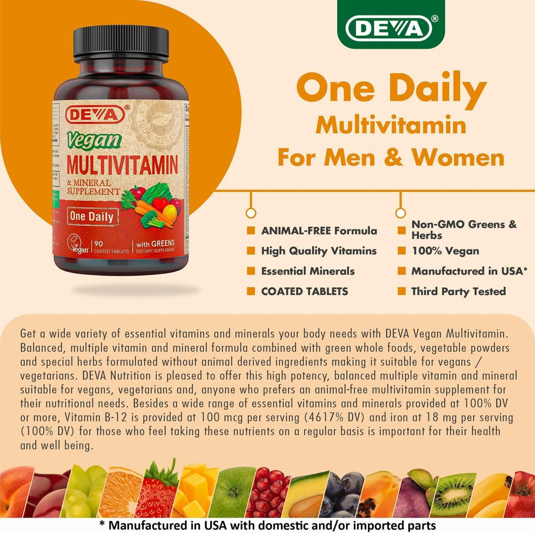 Deva Vegan Vitamins - Multivitamin And Mineral Supplement - 90 Tiny Tablets
