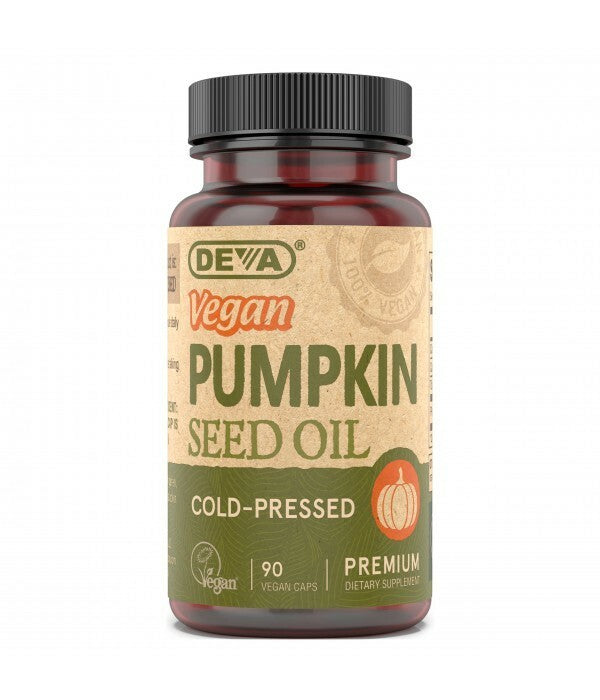 Deva Pumpkin Seed Oil Vegano Orgânico – 90 Cápsulas – Validade 03/2027
