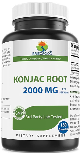 Konjac Glucomannan 2000mg – 180 Capsules | Natural Supplement for Weight Loss, Appetite Control and Digestive Health – Best Naturals – Gluten Free