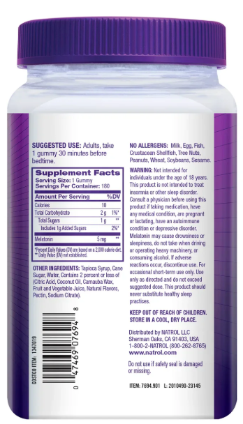 Natrol Melatonin Sleep Aid Gummies 10mg – Strawberry – 140ct