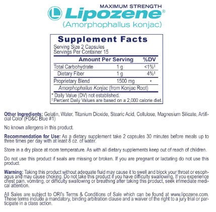 Lipozene 1500 mg Weight Loss Supplement | 60 Maximum Strength Capsules