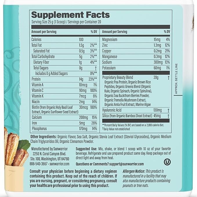 Sunwarrior Collagen Peptides Vegan Protein CHURRO 500g