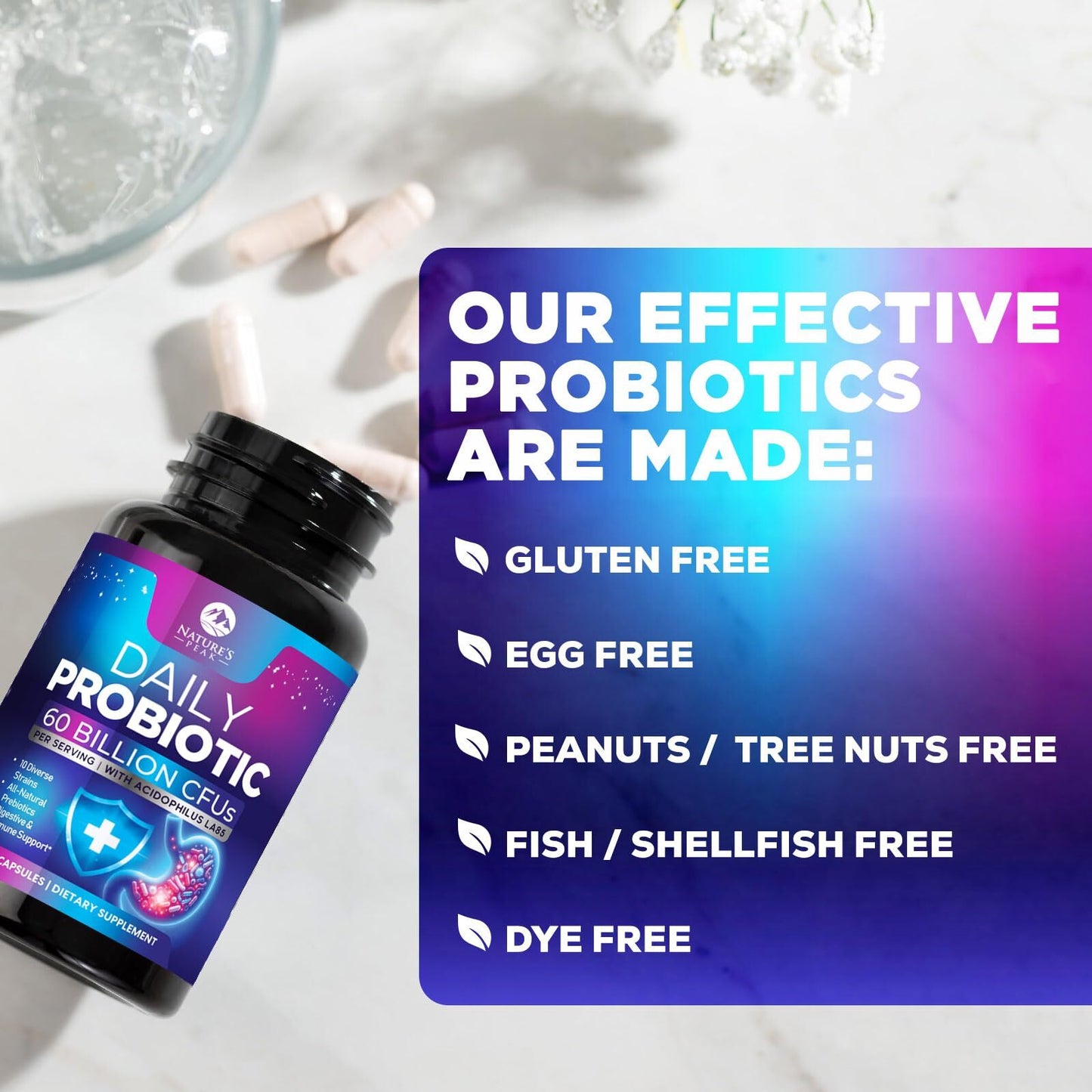 Daily Probiotic 60 Billion CFU – 10 Strains for Digestive Health and Immunity