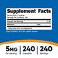 Melatonina 5mg Nutricost | 240 Cápsulas | Não-OGM, Sem Glúten