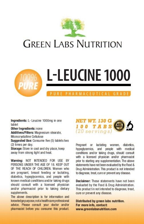 Amino Acid L-Leucine 1000mg – Strength, Muscle and Performance