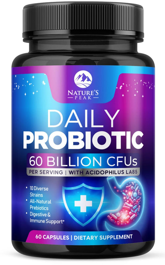 Daily Probiotic 60 Billion CFU – 10 Strains for Digestive Health and Immunity