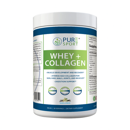 Whey Protein com Colágeno PURE 848g – Sabor Baunilha e Mirtilo | 28 Doses | 27g por Porção